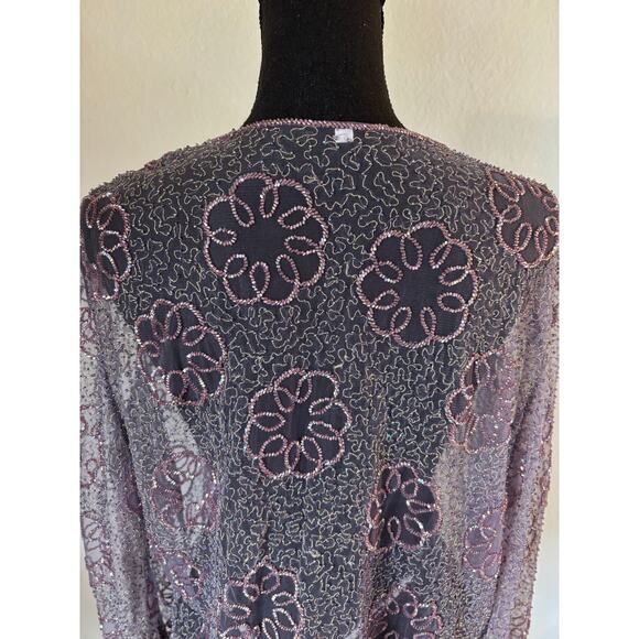 Unbranded Sheet Coat Jacket Iridescent Beaded Lilac, Unicorn Colors, Long Sleeve - Picture 5 of 6